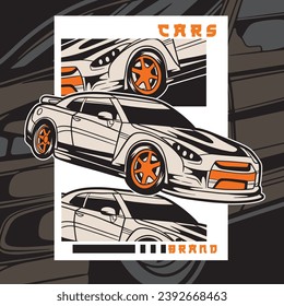 Car Vector Illustration For Conceptual Design. Suitable for posters, stickers, t-shirt prints, and banners.	
