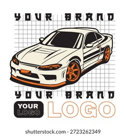 Ilustração De Vetor De Carro Para Design Conceitual. Adequado para cartazes, adesivos, impressões de camisetas e banners.	

