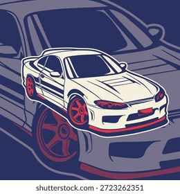 Ilustración vectorial Del Coche Para El Diseño Conceptual. Adecuado para carteles, pegatinas, estampados de camisetas y Anuncios.	
