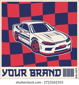 Ilustración vectorial Del Coche Para El Diseño Conceptual. Adecuado para carteles, pegatinas, estampados de camisetas y Anuncios.	
