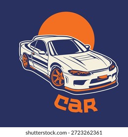 Ilustración vectorial Del Coche Para El Diseño Conceptual. Adecuado para carteles, pegatinas, estampados de camisetas y Anuncios.	
