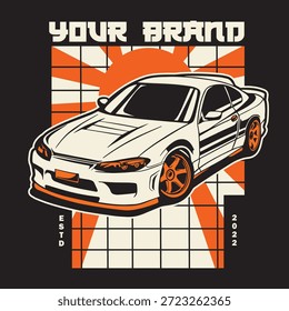 Ilustración vectorial Del Coche Para El Diseño Conceptual. Adecuado para carteles, pegatinas, estampados de camisetas y Anuncios.	
