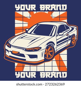 Ilustración vectorial Del Coche Para El Diseño Conceptual. Adecuado para carteles, pegatinas, estampados de camisetas y Anuncios.	
