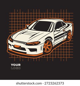 Ilustración vectorial Del Coche Para El Diseño Conceptual. Adecuado para carteles, pegatinas, estampados de camisetas y Anuncios.	
