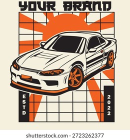 Ilustración vectorial Del Coche Para El Diseño Conceptual. Adecuado para carteles, pegatinas, estampados de camisetas y Anuncios.	
