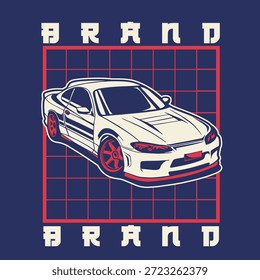 Ilustración vectorial Del Coche Para El Diseño Conceptual. Adecuado para carteles, pegatinas, estampados de camisetas y Anuncios.	
