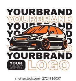 Ilustración vectorial Del Coche Para El Diseño Conceptual. Adecuado para carteles, pegatinas, estampados de camisetas y Anuncios.	
