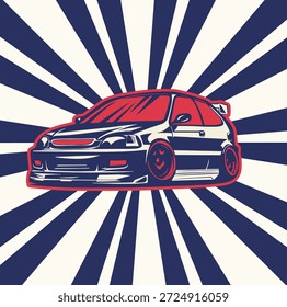 Ilustración vectorial Del Coche Para El Diseño Conceptual. Adecuado para carteles, pegatinas, estampados de camisetas y Anuncios.	
