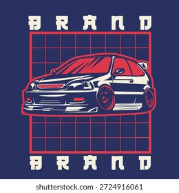Ilustración vectorial Del Coche Para El Diseño Conceptual. Adecuado para carteles, pegatinas, estampados de camisetas y Anuncios.	
