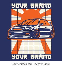 Ilustración vectorial Del Coche Para El Diseño Conceptual. Adecuado para carteles, pegatinas, estampados de camisetas y Anuncios.	
