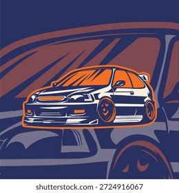 Car Vector Illustration For Conceptual Design. Suitable for posters, stickers, t-shirt prints, and banners.	
