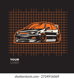 Ilustración vectorial Del Coche Para El Diseño Conceptual. Adecuado para carteles, pegatinas, estampados de camisetas y Anuncios.	
