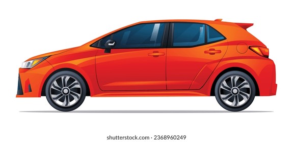 Car vector illustration. Hatchback car side view isolated on white background