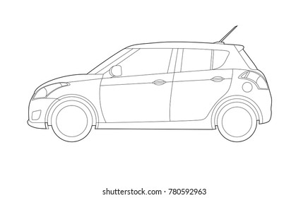Car Vector Illustration, Line vector design, Car right side view, Modern automobile, Car icon