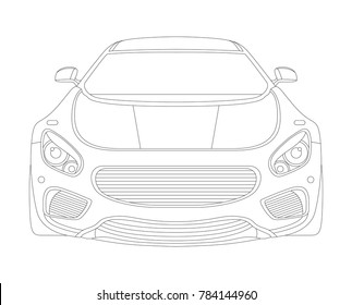 Car Vector Illustration, Line vector design, Car front view, Modern automobile, Car icon