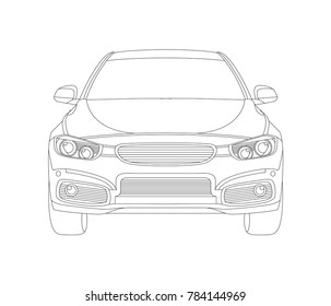 Car Vector Illustration, Line vector design, Car front view, Modern automobile, Car icon