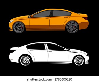 car vector Illustration on black background.