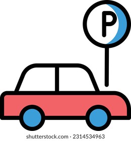 ilustración del vector del coche en un fondo transparente. Símbolos de calidad superior. Iconos vectoriales de color de línea para el concepto y el diseño gráfico.