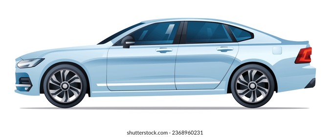 Car vector illustration. Sedan car side view isolated on white background