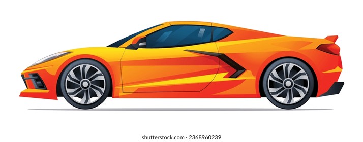 Car vector illustration. Sports car side view isolated on white background