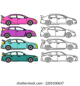 car vector image for coloring book.