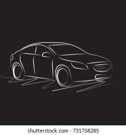 Car vector image drawing on black background