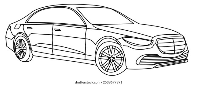 Car Vector, Line Art Car, 
