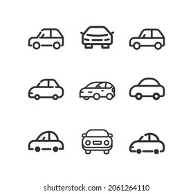 Car vector line icon set. Transport symbol