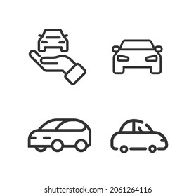 Car vector line icon set. Transport symbol