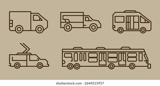 Car vector line icon set