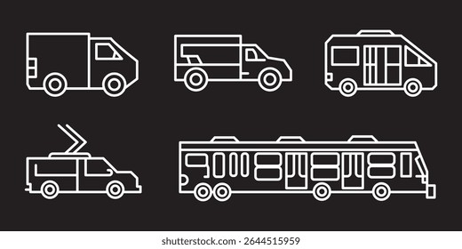 Car vector line icon set