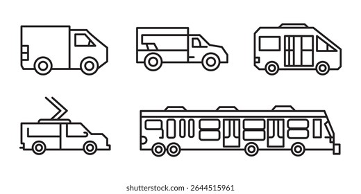 Car vector line icon set