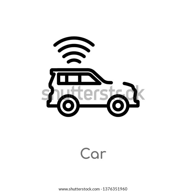 car vector line icon. Simple element illustration.\
car outline icon from artificial intelligence concept. Can be used\
for web and mobile