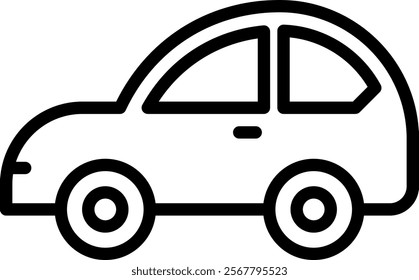 Car Vector Lineal Icon On White Background.