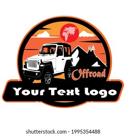 Car vector logo template design comes with a mountain, moon and cloud background. red black and white color combination. This image can be used for t-shirt design, and company profile 
