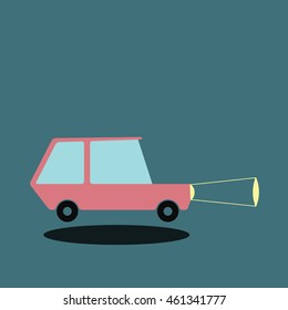 Car in vector. Minimalistic car icon. Flat design. Little blue Station wagon/