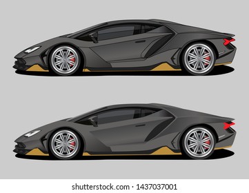 Car vector mock-up. Isolated template of super car. Vehicle branding mockup. Side, front, back, side view. 