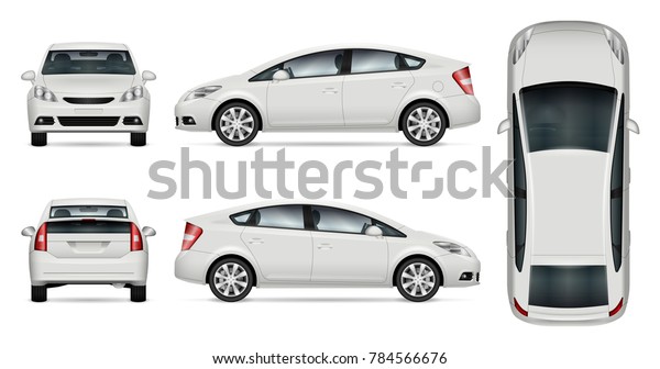 車のベクター画像モックアップ 白い背景に自動車のテンプレート 車のブランディングがモックアップ 側面 正面 背面 上面図 グループ内のすべてのエレメントが別々の画層上にあります 編集と色の変更が簡単 のベクター画像素材 ロイヤリティフリー