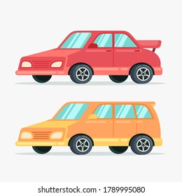 Car vector object in side view flat illustration