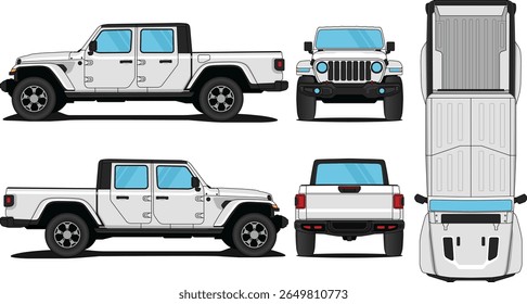 Car Vector Off-road - Mock up car vector for branding on isolated white background. Side, Front, Rear, Top Views