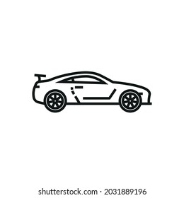 Car vector outline style black filled icon isolated on transparent background