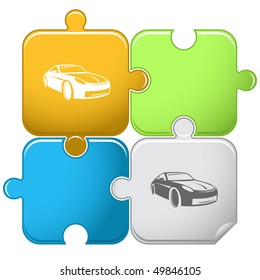 Car. Vector puzzle.