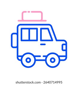 Car Vector for Road Trips and Off-Road Adventures. SUV illustration, travel vehicle concept, outdoor journey design.