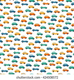 Car vector seamless pattern. endless pattern with colorful little cars