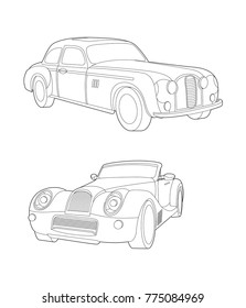 Car vector, car set, Vintage car, Technology concept, Line art, Luxury life, Old school, Vector illustration