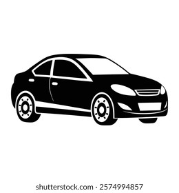 Car vector silhouette-isolated white background-vector illustration