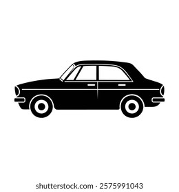 Car vector silhouette-isolated white background-vector illustration