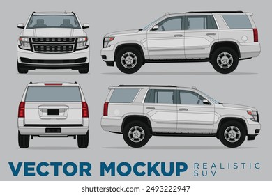 Maqueta realista del Vector del coche del SUV para la marca del coche. Vista lateral, frontal, trasera