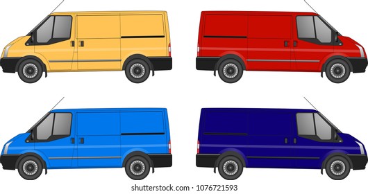 Car vector template. Cargo minivan isolated on white background. All elements in groups on separate layers. The ability to easily change the color. sy editing and recolor. View from side. Vector car