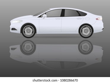 Car vector template on grey  background. Business sedan isolated. Vehicle branding mockup. All elements in the groups on separate layers. Vector sedan illustration. Realistic car sedan model for web.